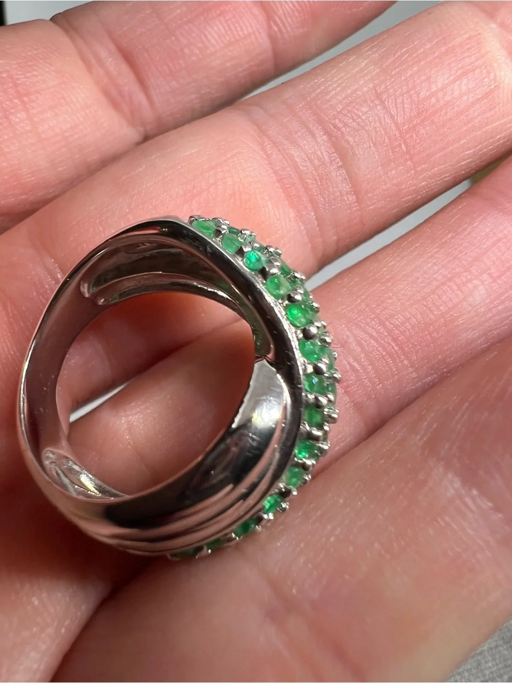 Emerald Pavè Sterling Silver Ring